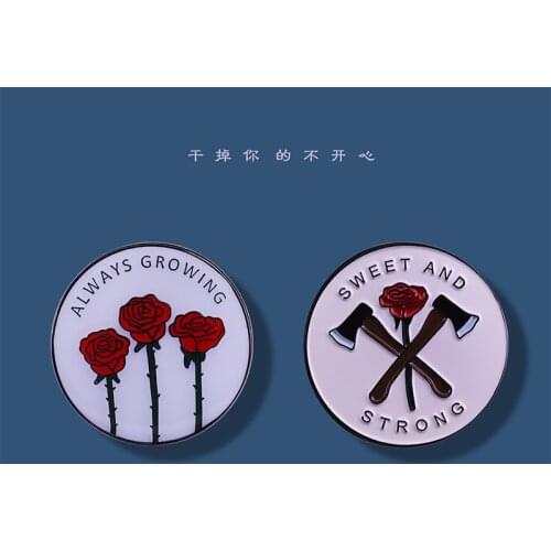 Grow forever, do my best, keep going,positive energy text brooches feminist badge