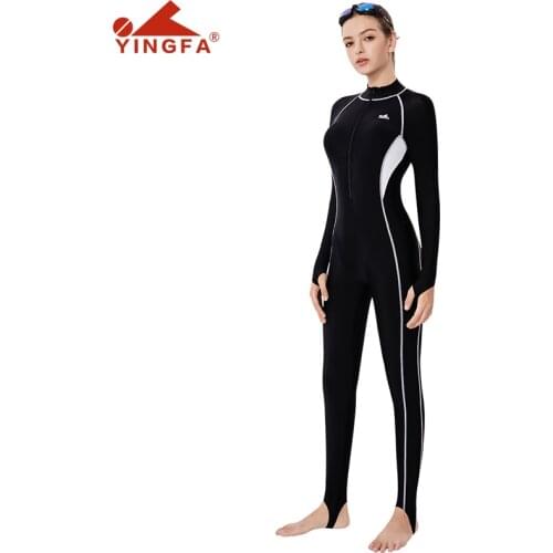 Yingfa One-Piece Sunscreen Swimwear Womens Conservatively Long Sleeve Dive Skin Surfing Snorkeling Diving Suit Jellyfish suit