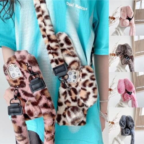 Phone Case with Lanyard for Huawei Mate 40 20 P Smart 2021 Y7 P10 P9 Honor 30 20 10 9 Lite 10X V40 V20 V10 Warm Plush Soft Cases