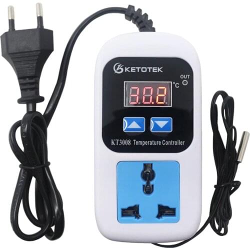 KT3008 KT3009 Digital Thermostat Regulator Plug -50~110C Temperature Controller Switch AC 110-220V Microcomputer with NTC Sensor