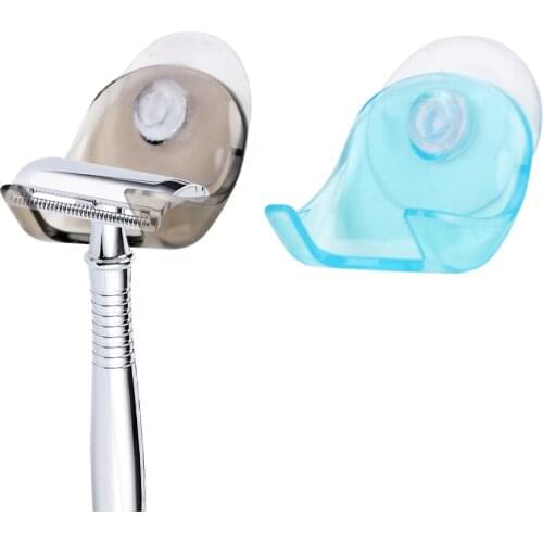 Shaver Dry Rack Razor Hanger Holder with Super Suction Cup for Bathroom Clear Blue Black Razor Storage Wall Storage Hooks