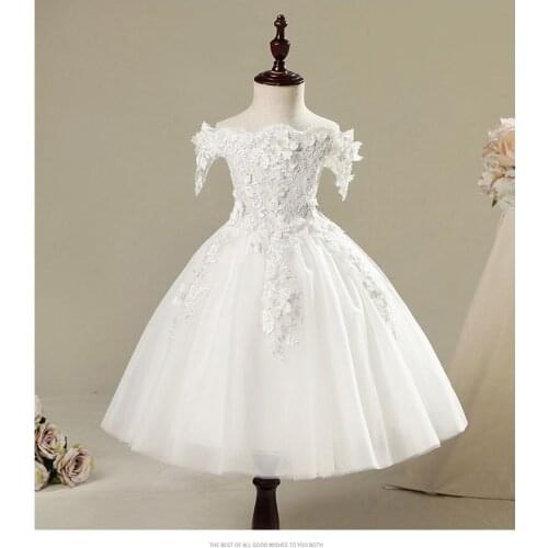 Newborn Baby Girl Pageant Dress Flower Lace Toddler Girl Wedding Princess Party Dress for Baby Girl Baptism Christening