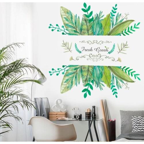 Jungle Green Leaves Wall Sticker Decoration Living Room Restaurant Seaside Plant green Art Wall Mural Decal