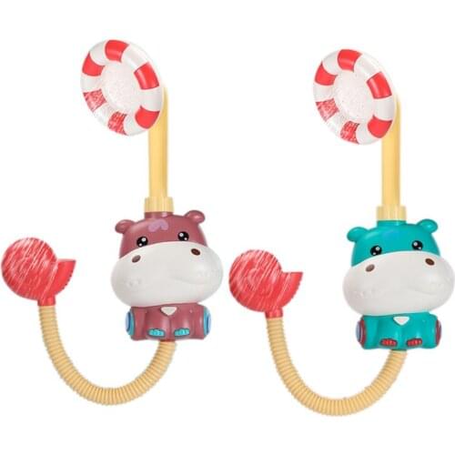 Electric Shower Bathing Hippo Toy Baby Bath Toys Cartoon Hippo Electric Shower Head for Children Parent-Child Toys