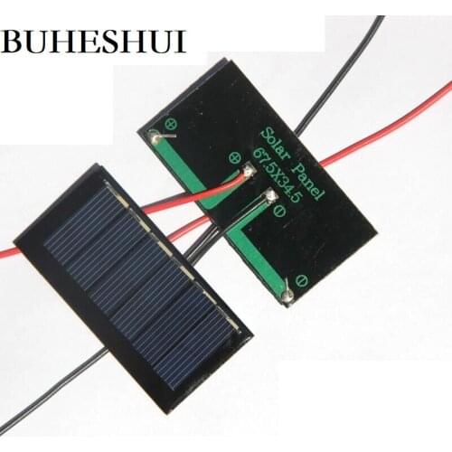 BUHESHUI Epoxy 80MA 3V Mini Solar Cell Module Polycrystalline+Cable DIY Solar Panel Charger For 2.4V Battery Study 67.5*34.5MM