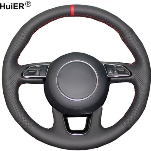 HuiER Hand Sewing Car Steering Wheel Cover For Audi Q3 2015 2016 2017 2018 Q5 2013 2014 2015 Braid on the Steering-Wheel Durable