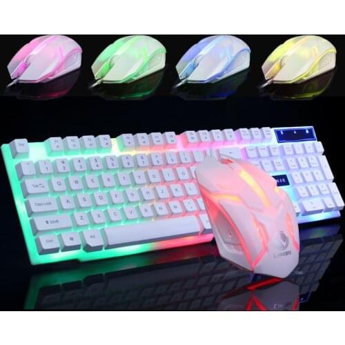 LED Backlight Gaming Wired Keyboard and Mouse Set USB Keyboards Ergonomics Gamer Mouse Holder Key board Computer Game Keyboard