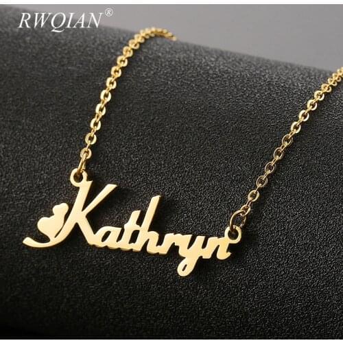 Custom Necklace Fashion Stainless Steel Name Necklace Personalized Letter Gold Choker Necklace Pendant Nameplate Jewelry Gift