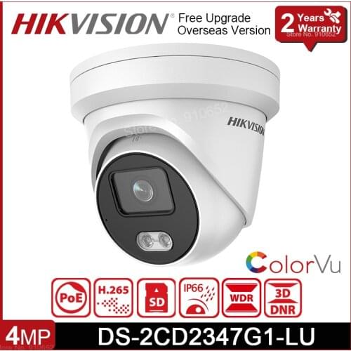 Hikvision 4MP IP Camera ColorVu DS-2CD2347G1-LU PoE H.265 Colorful Night Vision Built-in Mic Outdoor Video Surveillance Camera