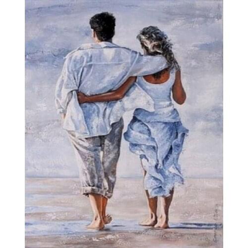GATYZTORY 60x75cm Frame Diy Painting By Numbers Beach Lovers Figure Picture By Numbers Modern Wall Art Canvas For Diy Gift
