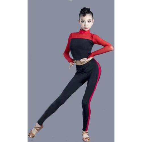 Girls Latin Dance Clothes Cha Cha Dance Suit Tops Pants Children Performance Costume Training Practice Clothing Kids Dresses 518