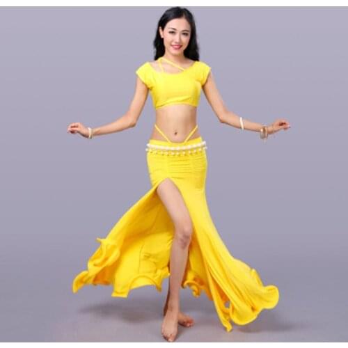Belly Dance Costume 3 Piece(Top+Dress+Pants) Sexy Milk Silk Eastern Oriental Belly Dance Costume Dress for Women Indian Clothing