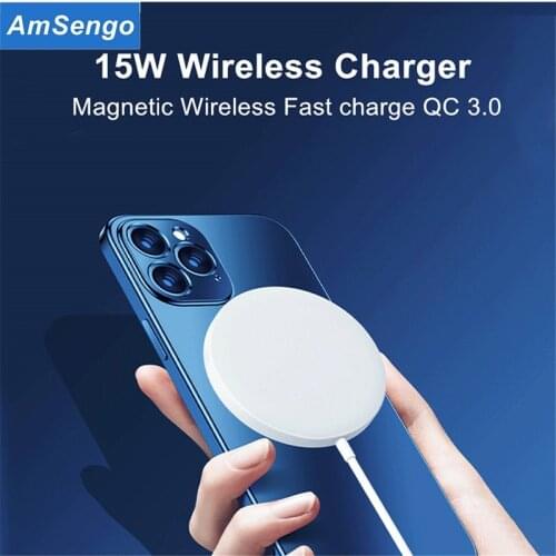 Magnetic Wireless Charger Pad for iPhone 12 Mag safe Charger for iPhone 12 Pro Max 12 Mini 15W Fast Wireless Charge With a Cable