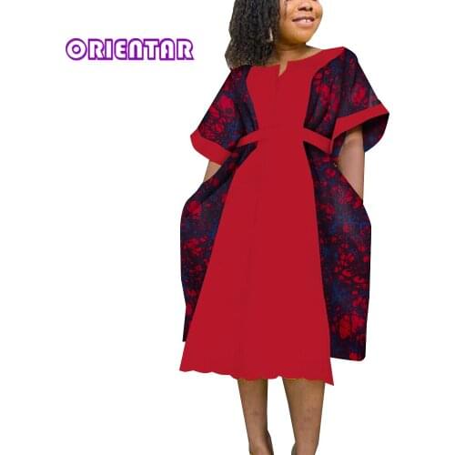 Fashion Patchwork African Style Women Dresses Ankara Print Dashiki Lady Dress with Belt Loose Plus Size African Clothing WY9128