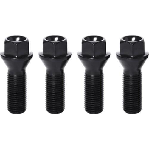 Car Wheel Lugs Bolts For BMW F10 F11 F30 F32 E60 E90 G30 Nuts Stud Screws M12 x 1.5 M14 x 1.5 M14 x 1.25 Black Metal Screw Nut