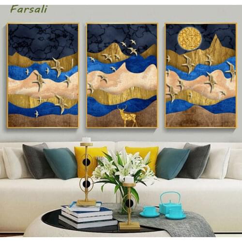 Golden Fish Butterfly Wall Art Canvas Painting Abstract Posters and Prints Wall Pictures for Living Room Decoration Home Décor