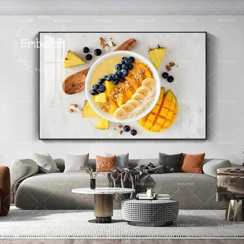 Embelish Pineapple Mango Smoothie Fresh Fruits Kitchen Wall Posters For Home Decor Pictures HD Spray Resturant Painting Artworks