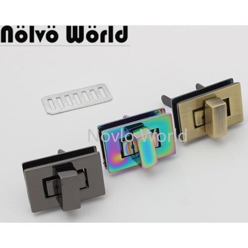 5-15 sets 7 colors 27x17mm rainbow durable rectangle shape turn lock for woman handbag twist lock purse accessories