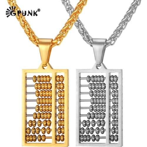 Abacus Pendant Necklace Special Unique Design Accessories yellow Gold color 316L Stainless Steel Trendy Necklace P1894G
