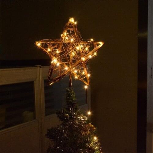 Christmas Star Tree Topper Lights With 5M 50 LEDs Copper String Garland Lights Christmas Tree Holiday Party Decoration Ornaments