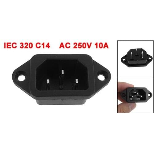 BHTS IEC 320 C14 Male Plug 3 Pins PCB Panel Power Inlet Socket Connector