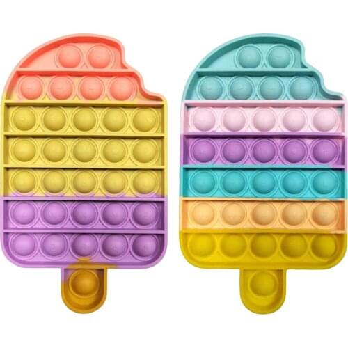 Silicone Ice Cream Push Bubble Board Autism Toy Kid Sensory Educational Toy