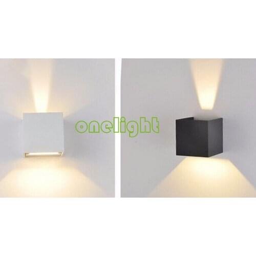 LED outdoor wall lamps COB 6W warm white cool white 2x3W COB LED wall light AC85-265V White body black body 2pcs Free shipping