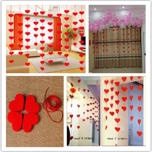 Heart-shaped paper flower non-woven love garland 1pcs 3M wedding party banner banner shower door home decoration 7ZSH282