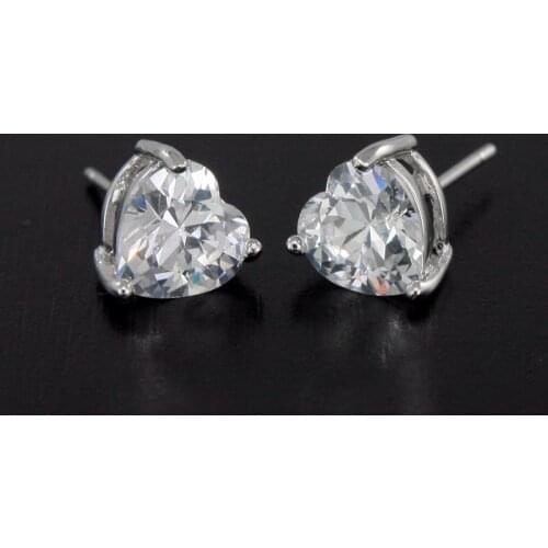 Crystal Heart Gold Stud Earrings Oorbellen For Women Pendiente Plata Aretes Brinco Piercing Hart Earing Cz Zircon Jewelry E0103W