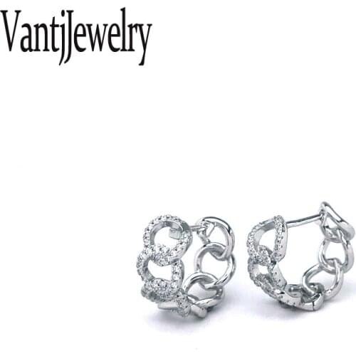 New Design Elegant Hoop Earrings Sterling 925 Silver Gemstone Jewelry for Woman Lady Wedding Party Gift