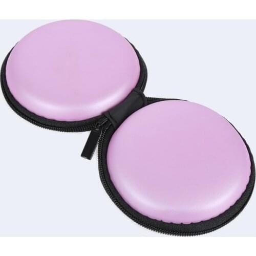 1PC Pink Portable Mini Zippered Round Storage Case For Sport Headphones Case Hard Bag Headset Box For Earphone Case SD TF Cards