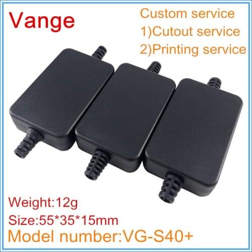 10pcs/lot extruded injection buckle box black ABS plastic enclosure case 55*35*15mm with wire protector for wire across