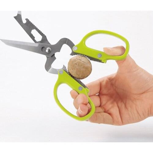 18.5cm Multifunctional Stainless Steel Poultry Kitchen scissor Nutcracker Bottle opener Bone Cutter Cook Tool shear cut