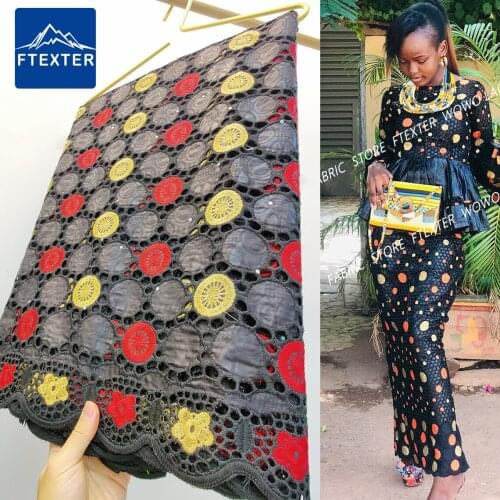 2.5 Yards Top Sell Embroidery Bazin Riche Brocade Original 2021 Newest African Lace Embroidery Cotton Lace For Party Dresses