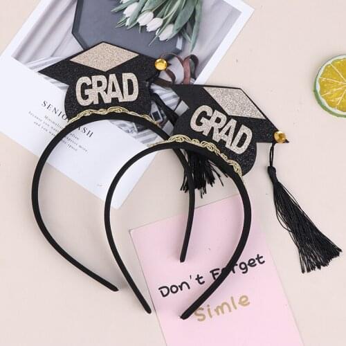 2pcs Graduation Hat Mini Tassel Hat Headband Chic Hair Hoops Stylish Headdress