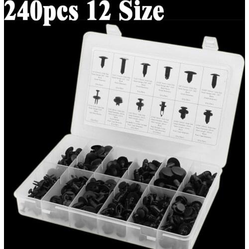 240pcs 12 Sizes Car Push Retainer Pin Rivet Trim Clip Panel Moulding Assortment kit Free Stroage plastic box