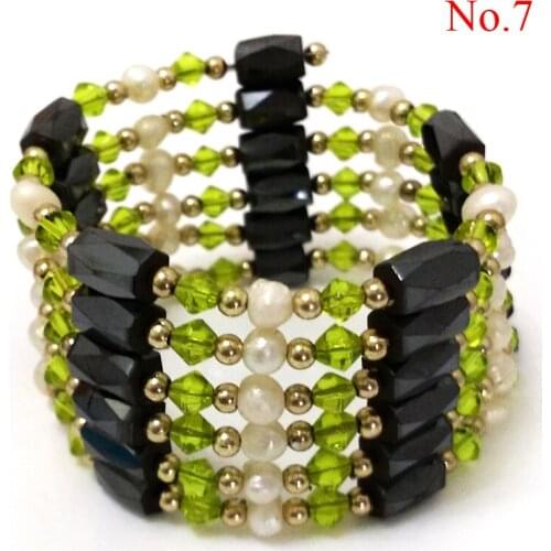 36 inches Multi-function Natural Cultured Freshwater Pearl and Light Green Crystal Magnet Wrap Bracelet