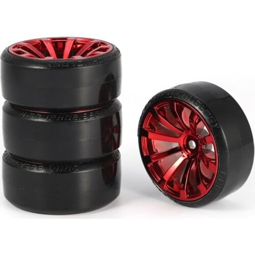 4Pcs 1/10 RC Drift Car Tire Wheel Rim Hard Wheel Tyre for Traxxas HSP Tamiya HPI Kyosho On-road Drifting Car RC Vehicle Parts