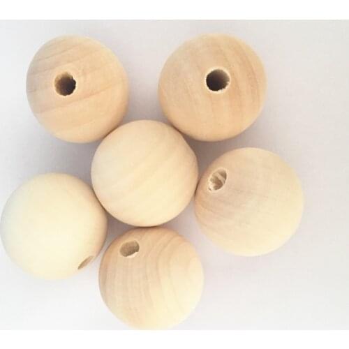 DIY Natural Ball Round Wooden Beads Eco-Friendly Natural Color Wood Beads Charms Unfinished Lead-Free Wooden Balls 35mm 5Pcs