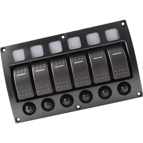6 Gang Red LED Rocker Switch Panel Waterproof 24/12V Car Boat