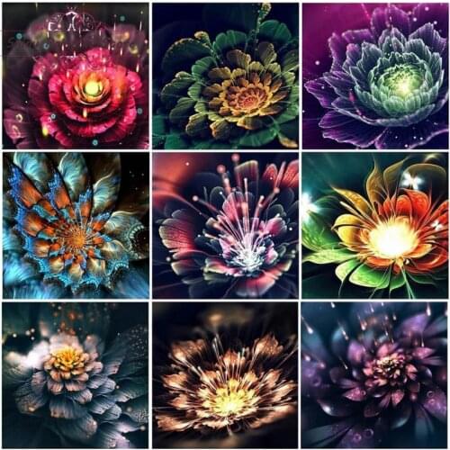 Black Lotus Diamond Painting Coloful Flowers Cross Stitch Kit Full Drill Rhinestones Mosaic Diamond Embroidery Home Decor Gift