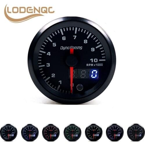 Lodenqc Car Meter Tachometer 52mm Dual Display 0-10000 Rpm Gauge 7 Colors Led With Stepper Motor