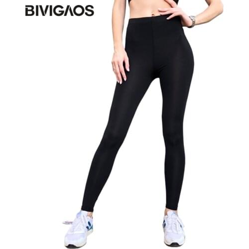 BIVIGAOS New Summer Ice Silk Cool Black Leggings Sexy Leggings Thin Stretch Slim Workout Leggings Ankle Pants Legins Women