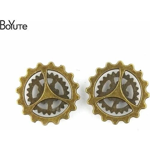 BoYuTe (50 Pieces/Lot) 22MM Antique Bronze Silver Plated Vintage Steampunk Gear Charms Pendant Diy Metal Jewelry Making