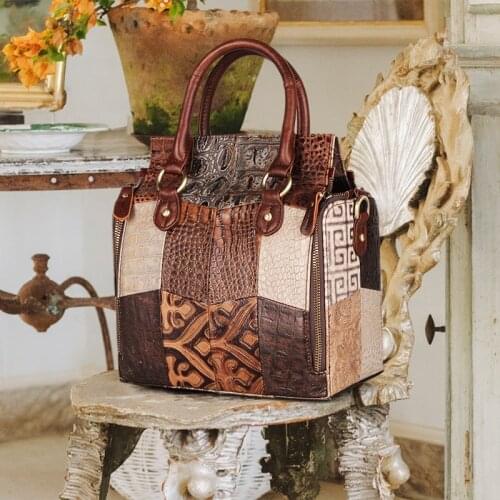 Cobbler Legend Women Genuine Leather Handbag Shopping Tote Vintage Cowhide Shoulder Crossbody Top Handle Bags For Office Ladies