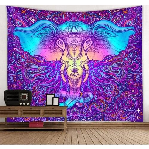 Mandala elephant decoration printing polyester tapestry scene layout hanging cloth can be customized factory direct sales