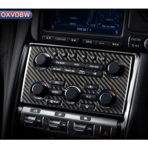 For nissan GTR R35 Carbon Fiber Air Conditioning CD Panel Decorative Cover Trim Interior Accessories Car Styling 3D Sticker