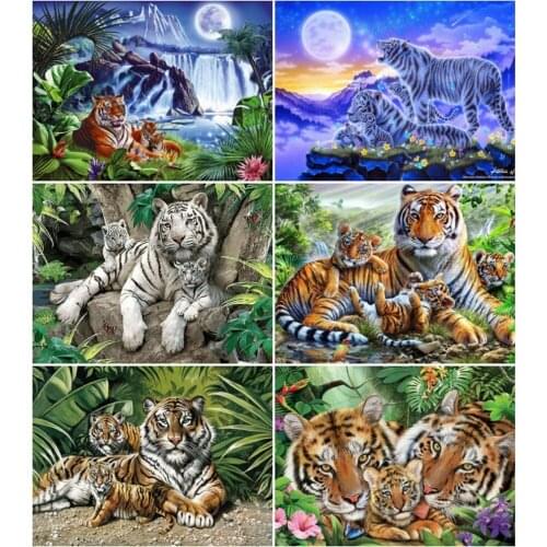 EverShine Tiger Diamond Painting Full Square Diamond Embroidery Cross Stitch Home Decor Diamond Mosaic Animals Needlework Art