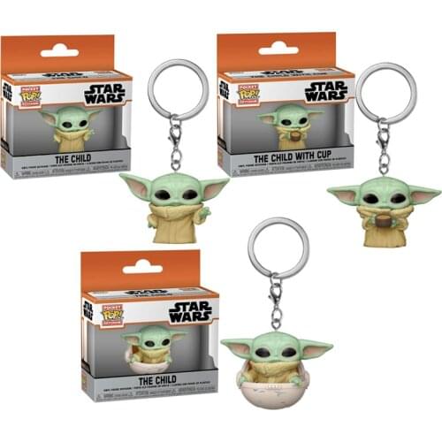 Hasbro Star Wars Master Yoda Baby Mandalorian Keychain Figurine Anime Dolls PVC Action Figure Model Toy Kids Gift