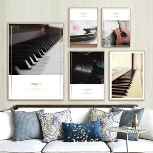 Piano Guitar Jukebox Record Music Quote Wall Art Canvas Painting Nordic Posters And Prints Wall Pictures For Living Room Decor